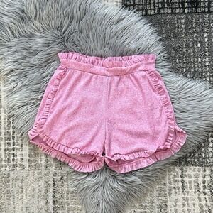 Chaser Women's Pink Heathered Ruffle Hem‎ Shorts Size Small NWT